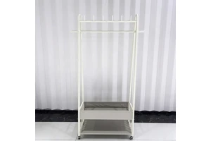 Foldable Iron Double Tier Modern Coat Rack Organizer for Store Living Room Pants Shoes Storage Space Saving Eco-Friendly Durable
