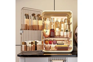PET Material Cosmetics Storage Box for Skin Care Lipstick Makeup Brushes-Dustproof Large Multi-Layer Dressing Table Storage