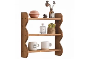 Hot Sale Wooden Wall Mounted Storage Rack 3-tier Floating Wall Storage for Living Room Use