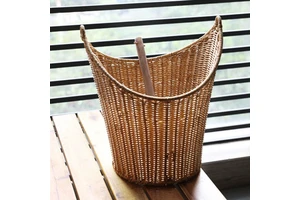 Nordic Style Handmade Eco-Friendly Plastic Woven Storage Basket Multifunctional Design for Living Room 20-35L Capacity