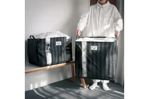 Clothing Organizer Canvas Storage Bag Large Capacity Rectangle Indoor Use For Quilt And Seasonal Clothing