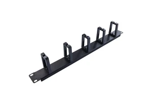 1U 19inch Brush Panel Cable Organizer with 5 Plastic / Metal Rings