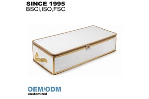 Holiday Season Christmas Storage Box Clear Non Woven Plastic Rectangular Compartments Handles Storing Decorative Balls Ribbons