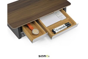 SAMDI 2024 Modern Birch Wood Under Desk Drawer Hidden Metal Hanging Tray Organizer For Office Storage Computer Desk