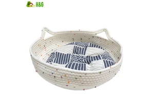 All-Season Round Cotton Rope Woven Eco-friendly Modern Storage Baskets with 10-20L Capacity for Living Room Pet Supplies
