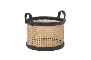 Top Selected Circular Rattan Storage Basket With Handles Natural Rattan Net Basket Woven Laundry Basket for Home Decor