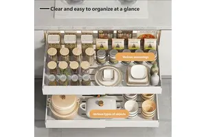 Household Foldable Adjustable Modern Design Carbon Steel Eco Friendly Cabinet Drawer Spice Organizer Kitchen Pull-out Shelf