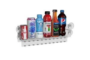 Customized Logo PVC Wall-Mounted Refrigerator Door Display Rack with Suction Cup Storage for Beverages and Bottles