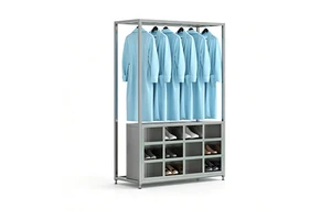 Stainless Steel 12-compartment Wardrobe for Clothes and Shoes, Laboratory Shoe Cabinet, Coat Rack for the Workshop, Clothes Rack