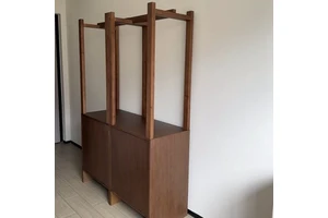 Midcentury Wooden Coat Rack Cabinet Detachable Wardrobe Clothes Stand Easy Assembly Entryway Hanging Storage Organizers