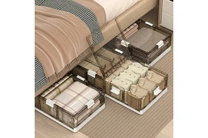 Detachable Foldable Transparent Underbed Storage Boxes Lid Portable Kid-Friendly Packaging Comforters Blankets Bedding Duvets