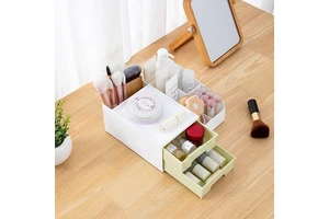 Double-Deck Jewelry and Makeup Organizer Clear Cosmetic Organizer Vanity Storage Display Box Make up Storage Box
