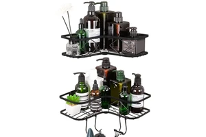 Wall Holder Space Saver Household Items Bathroom Corner Shelves Shampoo Holder Kitchen Storage Rack Mess Shower Organize