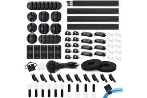 Hot Selling 173 Pcs Cord Organizer Cable Sleeve Split Self Adhesive Clips Holder Cables Ties Cable Management Kit