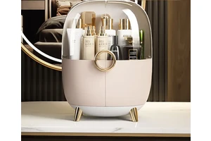 2025 Light Luxury Cosmetics Storage Box Dustproof Desktop Makeup Rack Red Box Skincare Storage for Dressing Table Makeup Mirror