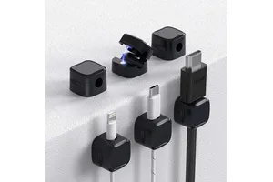 Adjustable Smooth Secure Magnetic ABS Plastic Multifunction Tools Cable Management Cord Holder Black/White Rectangle for Living