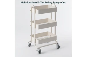 Dining Furniture Modern Mobile Storage Rack Waterproof Steel Shelving Unit Wheels Home Office3 Drawers Multi-Layer Shelf