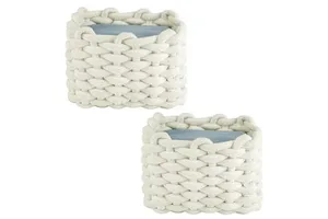 Small Cotton Rope Hand-woven Basket for Storing Cosmetics, Snacks, Toys, Home Decoration, Baby Items and Storage Baskets