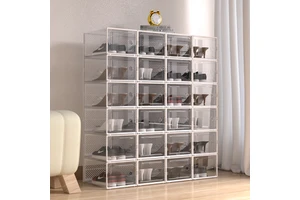 Clear Dustproof Plastic Shoebox Storage with Foldable Design for Living Room-Multifunctional Shoe Tool Organization