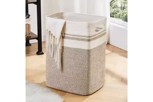 Hot Sale Square Large Size Woven Laundry Basket Cotton Rope Clothes Storage Basket Toy Storage Basket