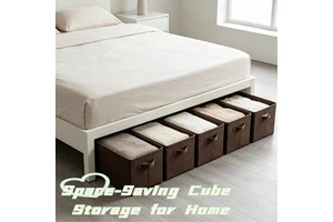 Brown Foldable Cube Storage Bins Set Non-Woven Under Bed Clothes Organizer Collapsible Space Saving Fabric Storage Boxes