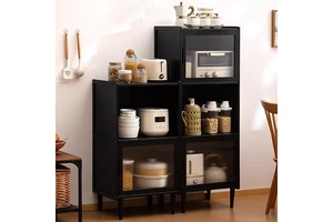 Bamboo Kitchen Storage Rack Organizer Spice Rack Household Supplies Sideboard Cabinet Multi-layer