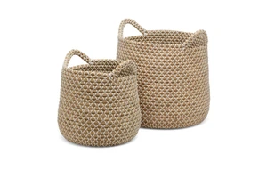 Best Selling Eco-Friendly Seagrass Woven Multifunction Rustic Basket Durable Storage Solution for Modern Living Laundry Use