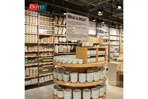 Boutique Household Furniture Store Clothes Stand Miniso Wooden Display Rack Glass Cup Display Shelf Home Decoration Stores