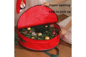 DD4553 Cross-Border New Christmas Tree Storage Bag Round Storage Box with Zipper Dustproof Handbag for Christmas Wreath Gifts