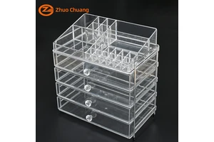 Clear Acrylic Makeup Storage Box Large Capacity Organizer with Multiple Compartments for Cosmetics Brushes Skincare on Dresser