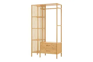 Coat Rack with 2 Drawers 4 Storage Compartments for Entryway