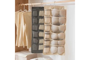 Double-Sided Clear Hanging Bra Storage Bag Underwear Socks Organizer for Bedroom Wardrobe Home Foldable Clothing Storage Bag