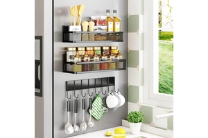 Wall Mounted Metal Spice Rack Shelf for Kitchen Bathroom