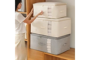 New Advanced Waterproof Dust-Proof Foldable Closet Organizer with Lid, Thickened Handheld Storage Bag for Clothes