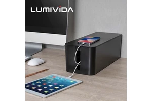 40.6x15.6x13.4cm Large Size Storage Cable Cover Management Box Desktop Power Cord Organizer Plastic Wire Hider for Home Office
