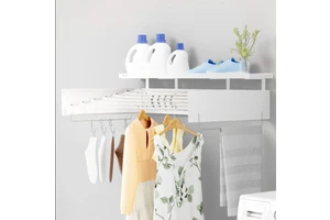 Wall-Mounted Folding Stainless Steel Clothes Airer Extendable Storage Shelf Space-Saving Eco-Friendly for Bathroom Balcony