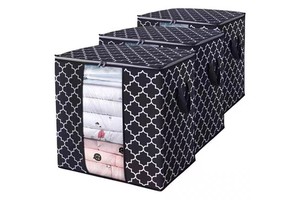 Clear Window Foldable Non-Woven Fabric High Quality Quilt and Clothes Storage Bag with Zipper for Wardrobe Customizable Logo