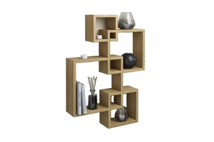 4 Cube Adjustable Intersecting Shelves Wall Mounted Wooden Home Storage Rack