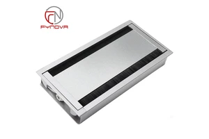 Dual Side Flip-Up Aluminum Cable Cover Double Opening Wire Grommet Organizer for Conference Meeting Table Wiring Accessories