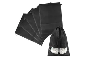 Large Non-Woven Eco-Friendly Reusable Travel Shoe Bag Rope Black Organiser For Men Women Cartoon Shopping Storage Pouch