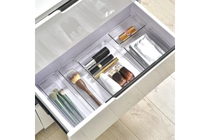 Clear Plastic Drawer Organizer Tray Storager Box for Makeup, Kitchen Utensils, Jewelries and Gadgets