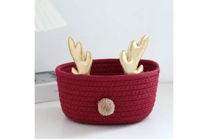 Christmas Day Cotton Rope Woven Desktop Miscellaneous Storage Basket Elk Storage Basket Factory Direct Supply