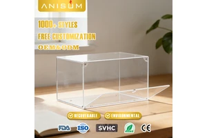 Clear Acrylic Display Shoe Boxes Shop Organizers Display Sneaker Shoe Crates Plastic Storage Shoe Box with Magnetic