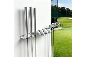 Custom CNC Machined Stainless Steel Golf Club Organizer Wall Mounted Storage Rack Metal Ball Tray Garage Display Stand For Clubs