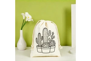 Reusable Cotton Canvas Drawstring Bags, Custom Design Pouch for Gifts, Cosmetics, Jewelry & Coins