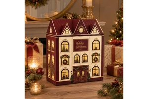 Custom House Shaped Advent Calendar Box Rigid Paperboard Christmas Gift Packaging For Cosmetics Candles