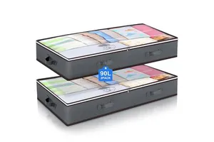 90L Under Bed Storage Container Underbed Toy Organizer and Clothing Storage Bags,Closet Storage Bins with Clear Window