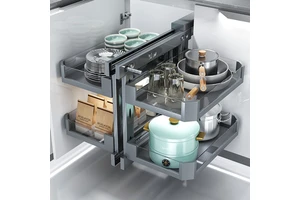 HNOSS Magic Corner Spice Rack Revolving Magic Corner Basket Pull Out Swing Corner Cabinet Organizer