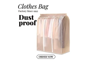 Moisture/Dust Proof Peva 3D Foldable Heavy-duty Zipper Space-saving Clothing Garment Rack Cover Hanging Storage Bag Wardrobe