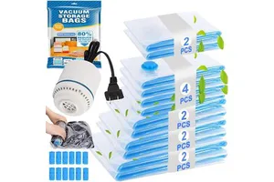 12pcs Portable Vacuum Storage Bag With Pump for Bedding Clothes Stock Space Saver Vacuum Clothes Bags Compressed